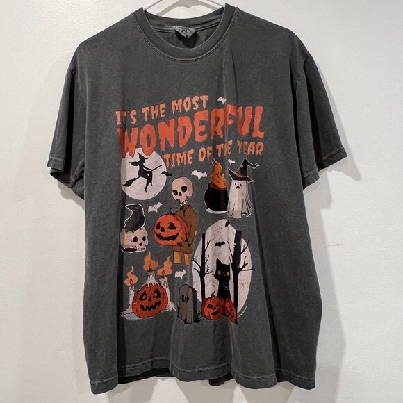 Comfort Colors Halloween Pumpkin Ghost Witch T-Shirt in Pepper Size L - Picture 1 of 3